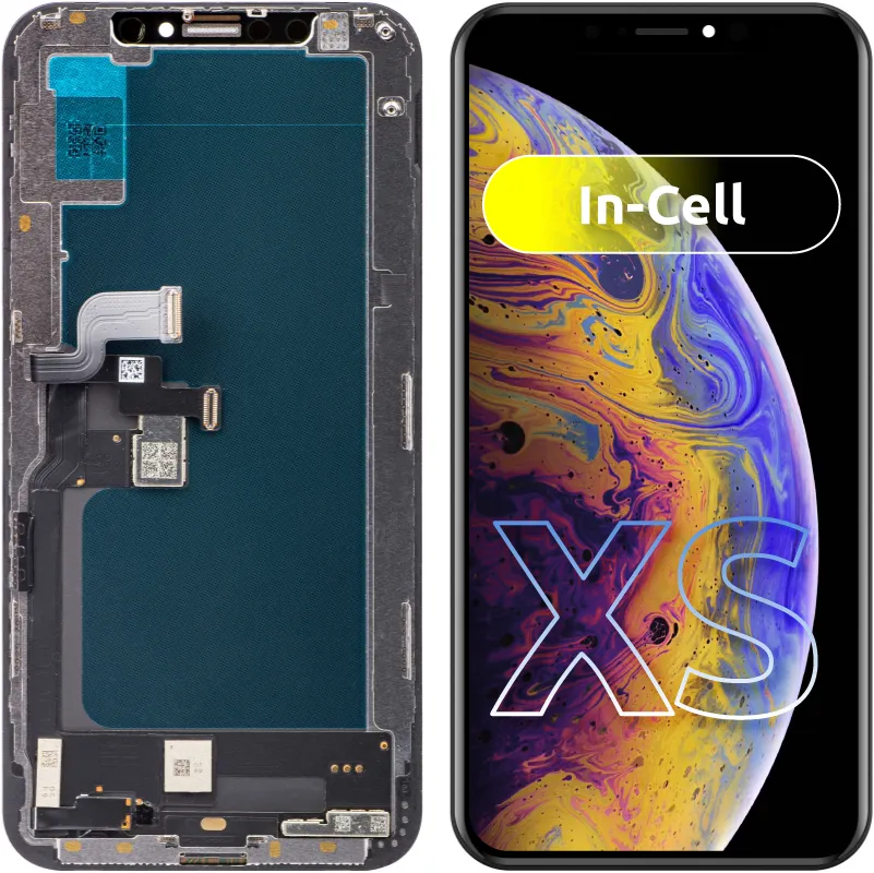 Display touchscreen JK per Apple iPhone XS, con cornice, versione In-Cell LCD, nero - immagine 1