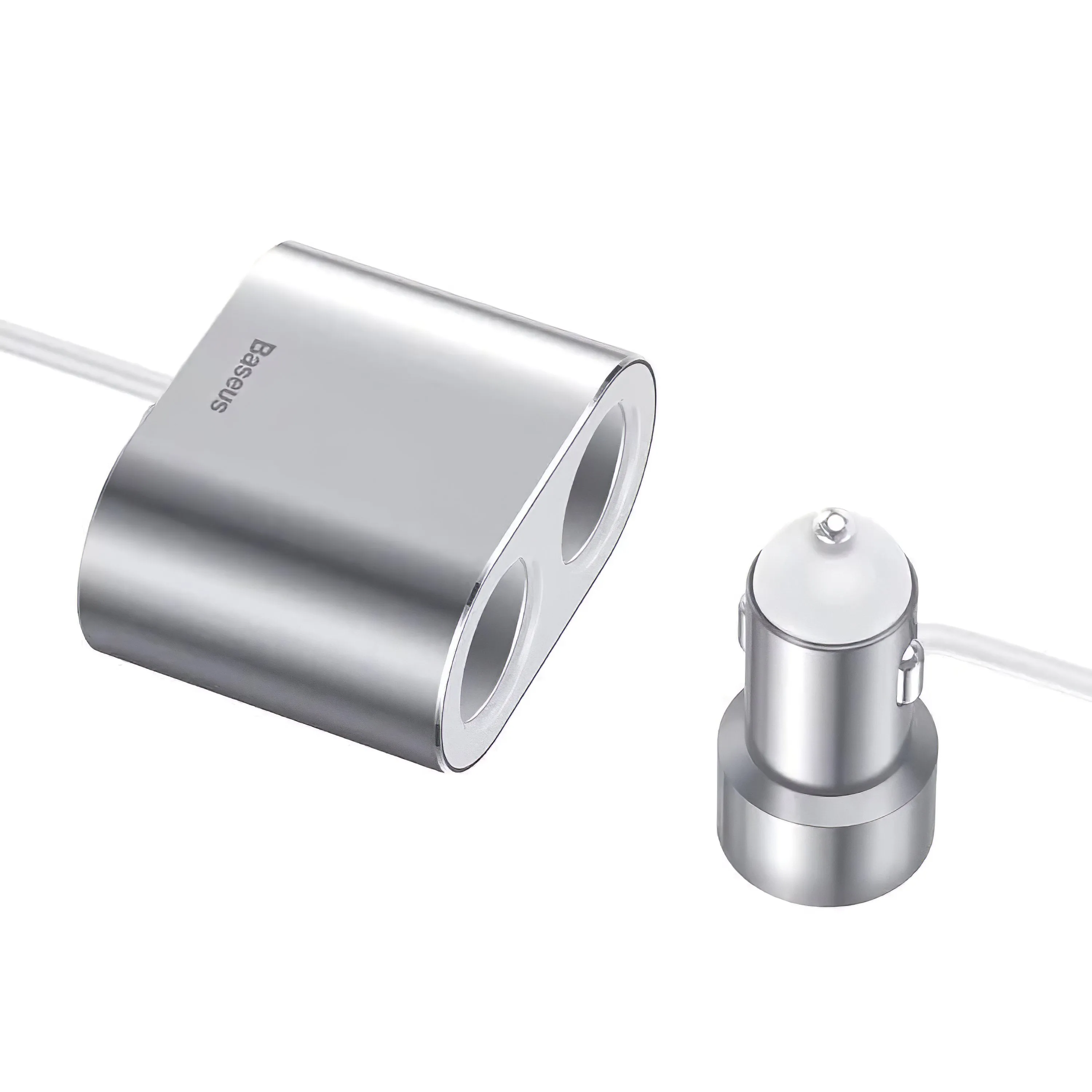 Caricabatterie Auto Baseus High Efficiency, 95W, 2.1A, 2 x USB-A - 2 x Estensione Accendisigari, Argento CRDYQ-0S - immagine 1