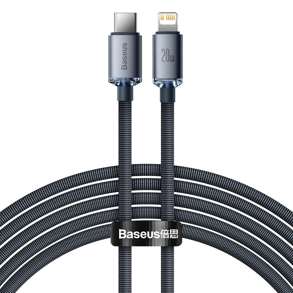 Cavo di ricarica e dati USB-C - Lightning della serie Crystal Shine di Baseus, 20W, 2m, nero CAJYY000301 - immagine 1