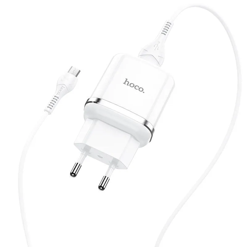 Caricabatterie da Rete con Cavo microUSB HOCO N3, 18W, 3A, 1 x USB-A, Bianco - immagine 1