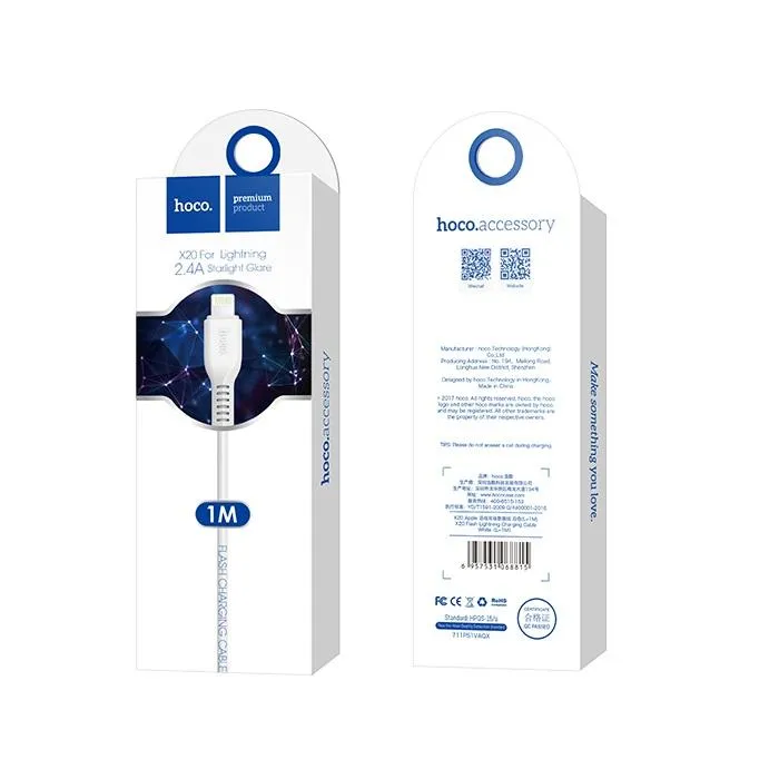 Cavo Dati e Ricarica USB-A - Lightning HOCO Flash X20, 18W, 1m, Bianco - immagine 1