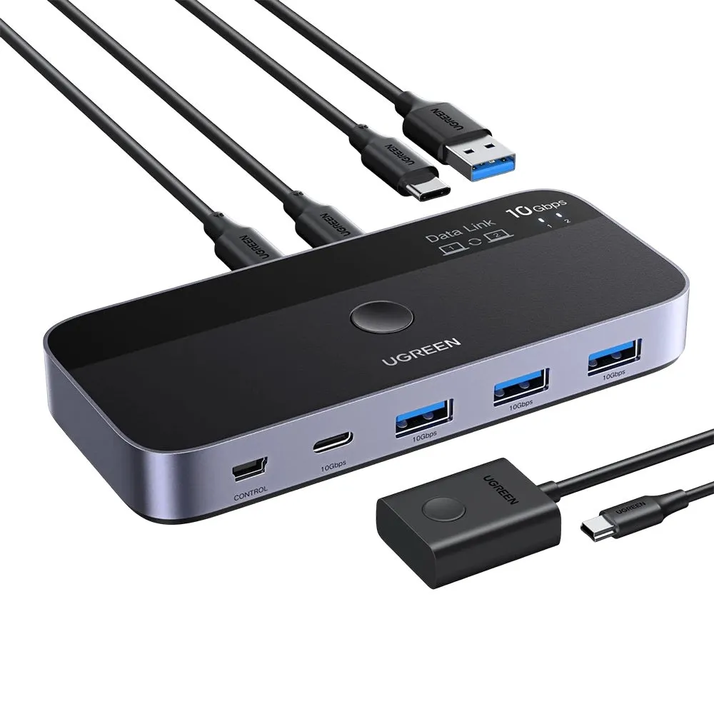 Switch USB UGREEN CM691 (45784), 3 x USB-A 3.2 - 1 x USB-C - 1 x miniUSB, Nero - immagine 1