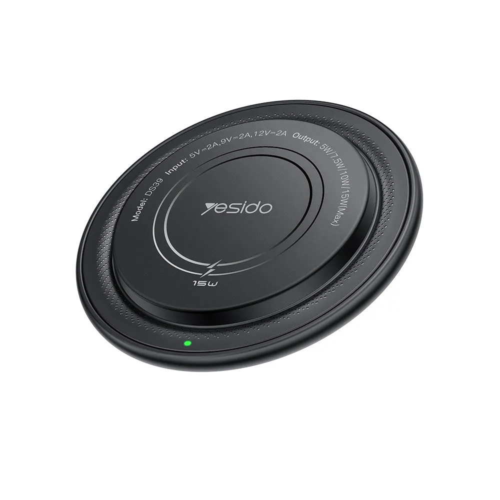 Caricabatterie Wireless Yesido DS39, 15W, 1.67A, Nero - immagine 1