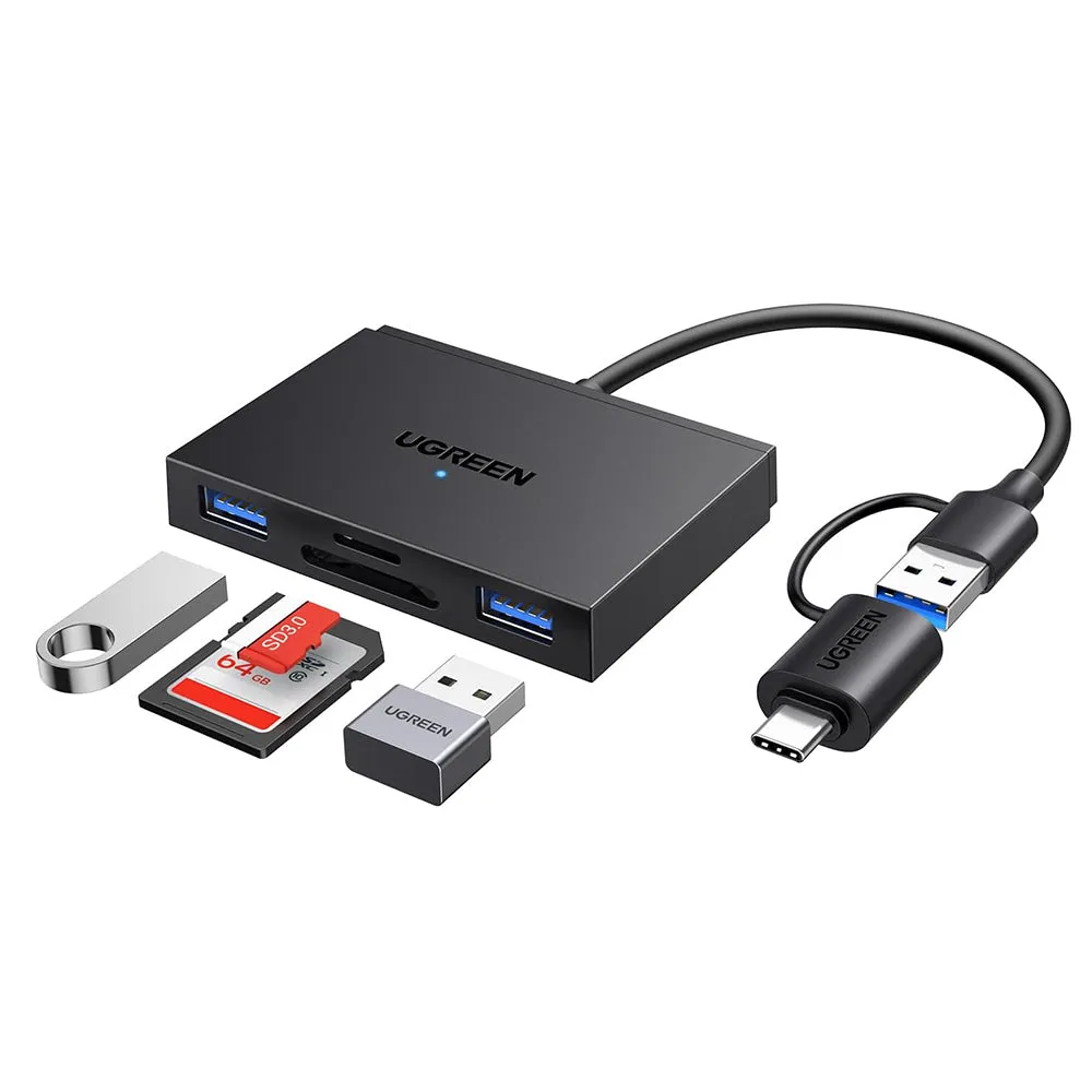 Lettore di schede USB / USB-C UGREEN CM812 (45167), SD - microSD - 2 x USB-A, Nero - immagine 1