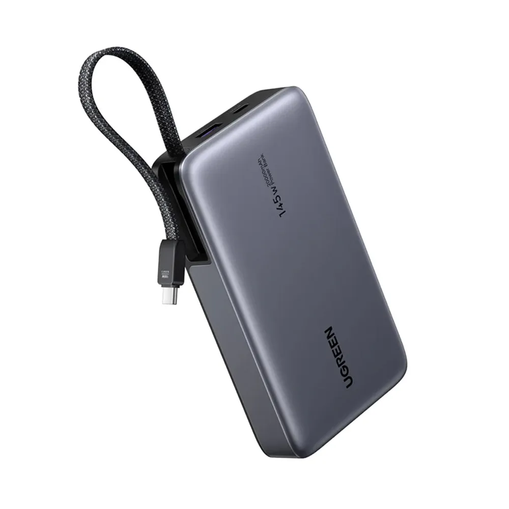 Batteria Esterna UGREEN PB551 (55992), 20000mAh, 145W, QC + PD, 1 x USB-A - 2 x USB-C, Grigio - immagine 1