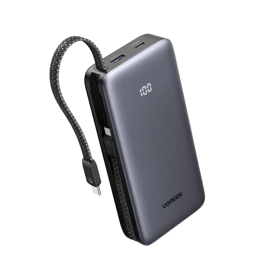 Batteria Esterna UGREEN PB528 (55985B), 20000mAh, 30W, QC + PD, 1 x USB-A - 3 x USB-C, Grigio - immagine 1