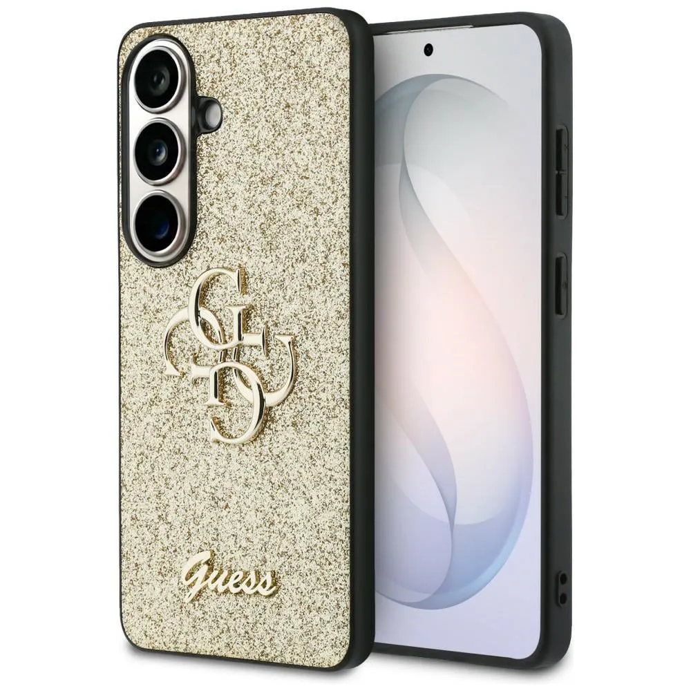 Custodia per Samsung Galaxy S26 S942, Guess, Fixed Glitter Big 4G Metal Frame, Dorata - immagine 1