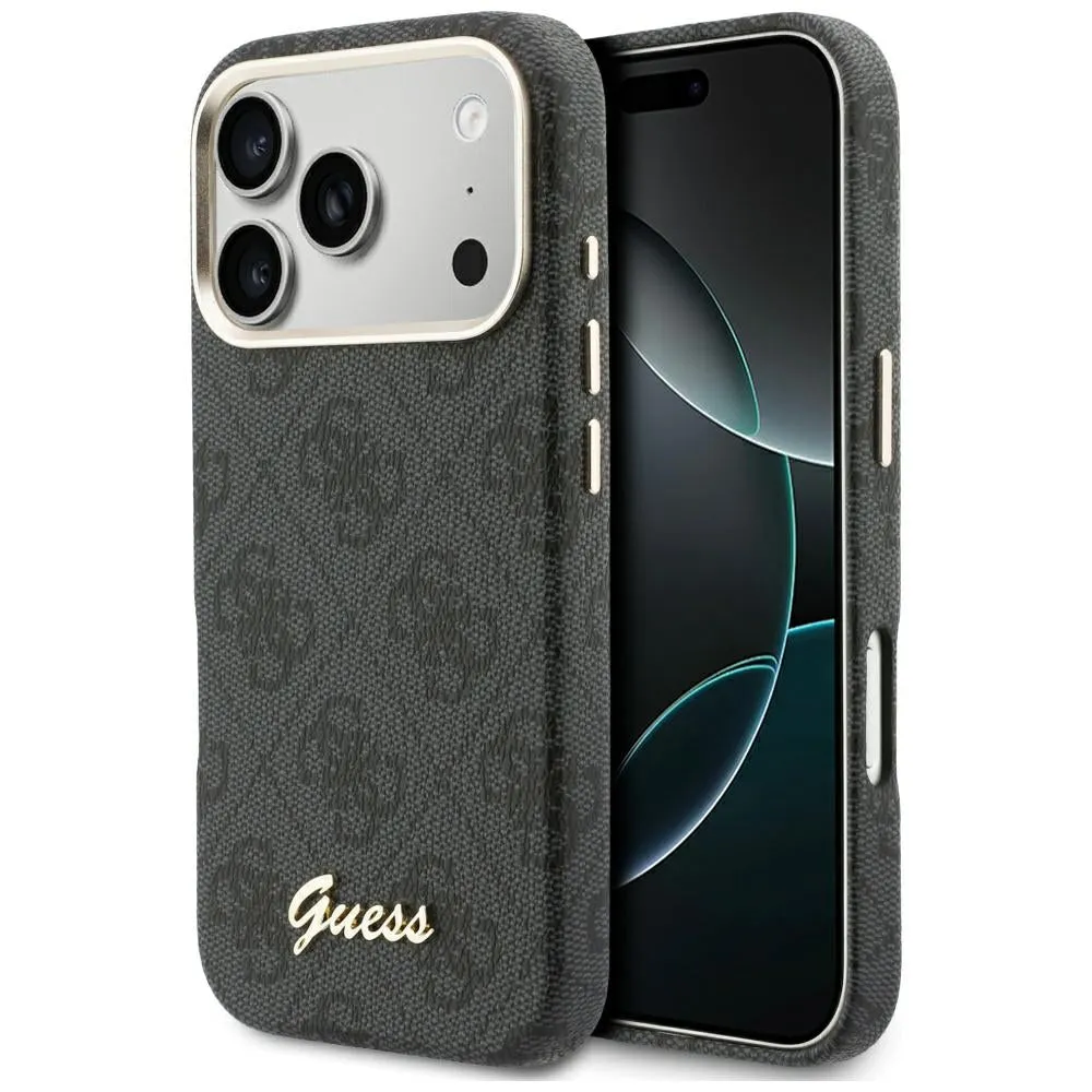 Custodia MagSafe per Apple iPhone 17 Pro Max, Guess, 4G Script Logo, Nera - immagine 1