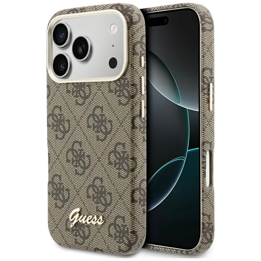 Custodia MagSafe per Apple iPhone 17 Pro, Guess, 4G Script Logo, Marrone - immagine 1