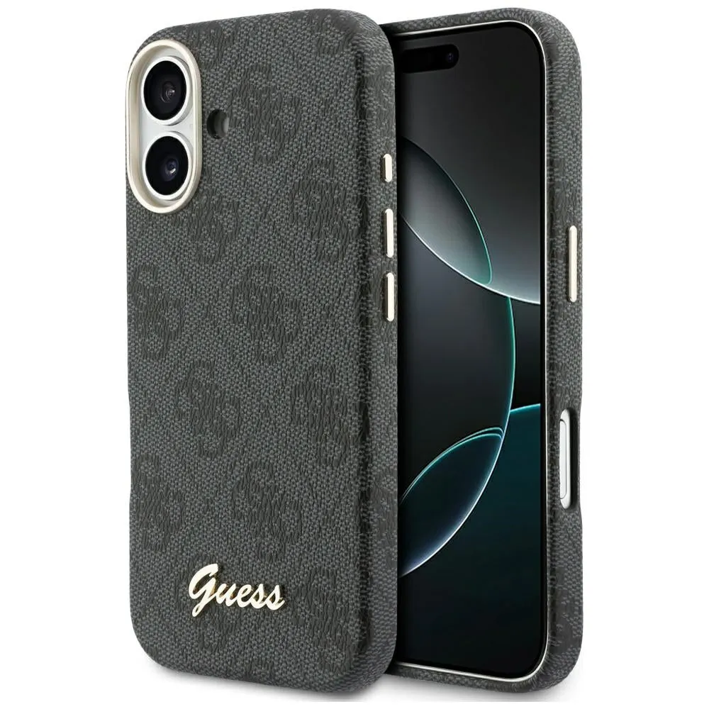 Custodia MagSafe per Apple iPhone 17, Guess, 4G Script Logo, Nera - immagine 1