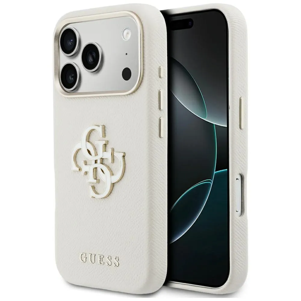 Custodia per Apple iPhone 17 Pro, Guess, Resin Logo, Beige - immagine 1