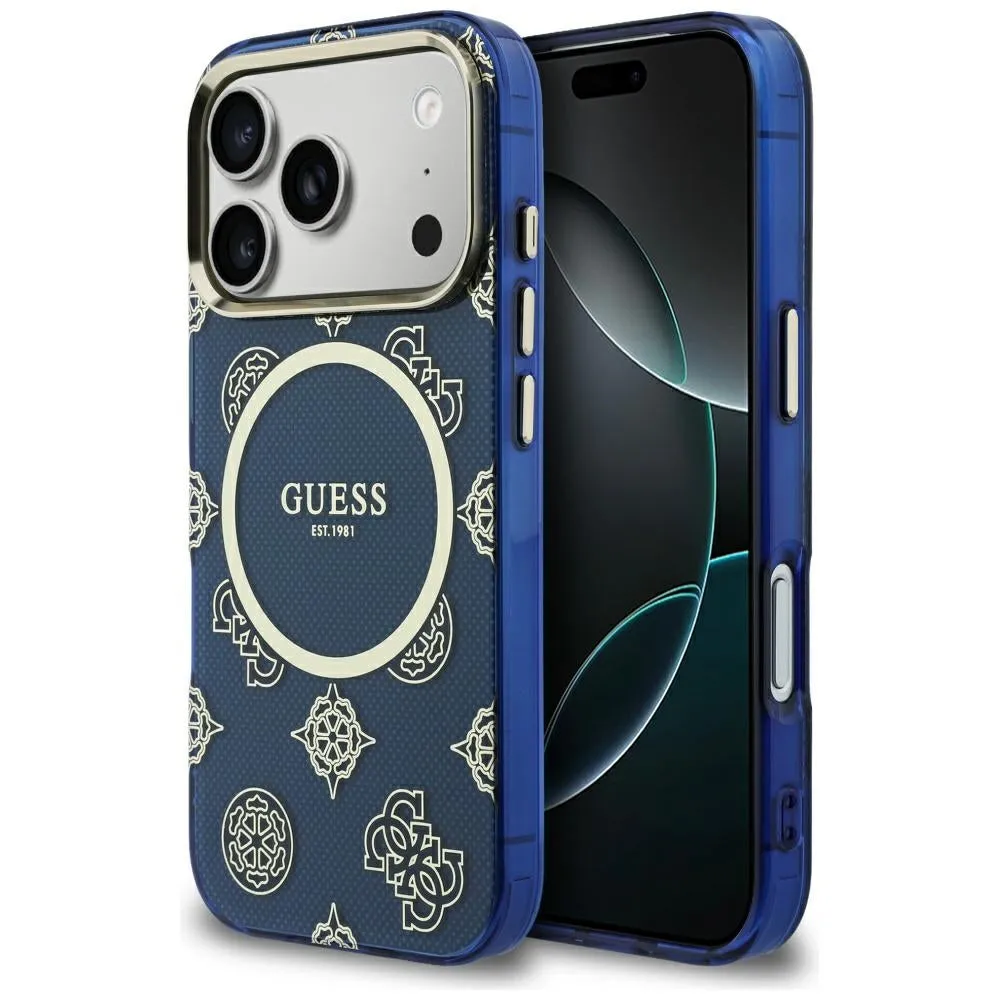 Custodia MagSafe per Apple iPhone 17 Pro, Guess, IML Peony Dot, Blu - immagine 1