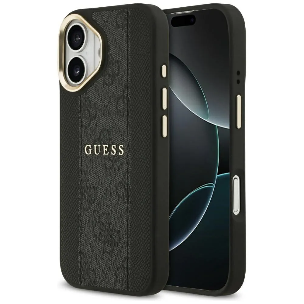 Custodia MagSafe per Apple iPhone 17, Guess, 4G Stripe, Nera - immagine 1