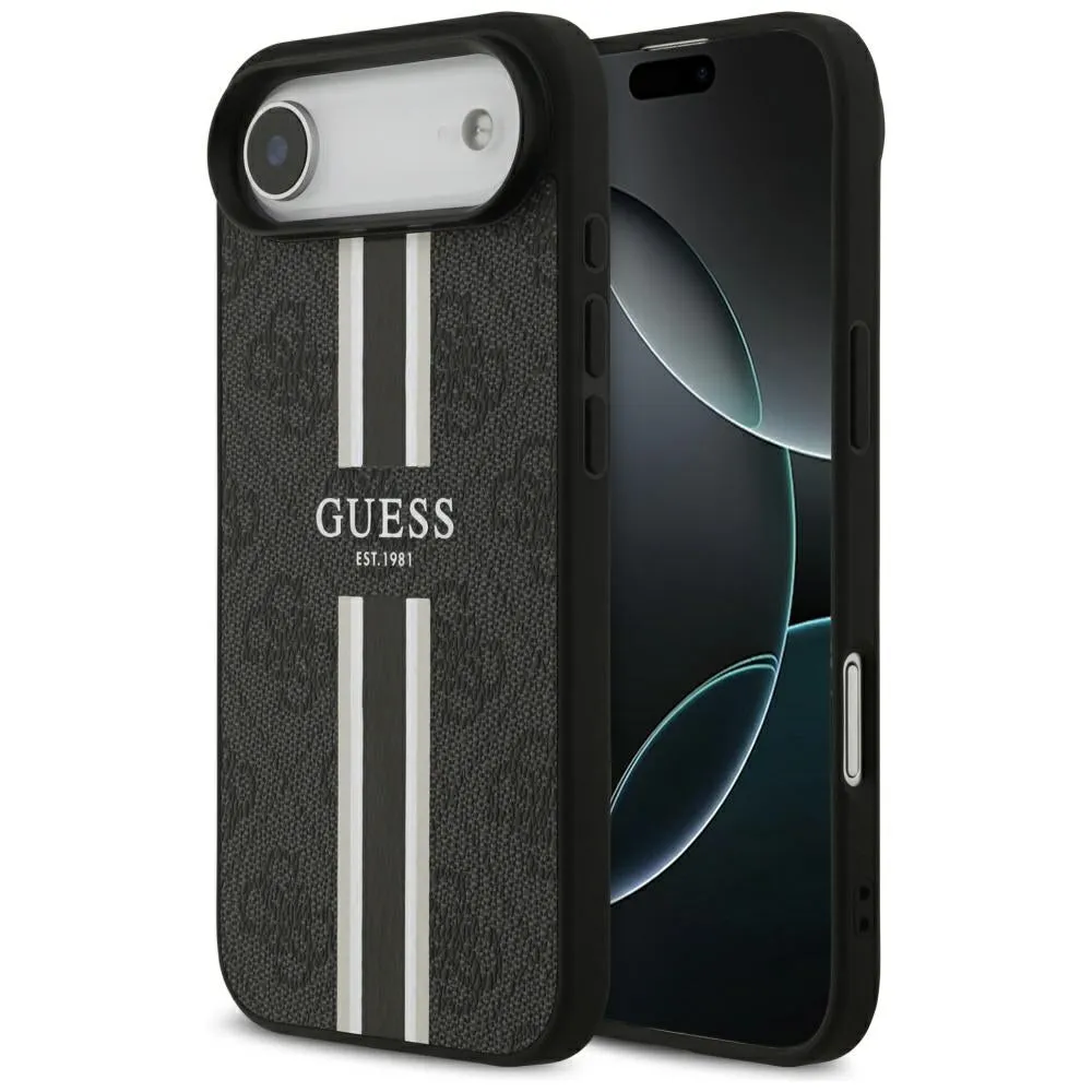 Custodia MagSafe per Apple iPhone 17 Air, Guess, 4G Printed Stripes, Nera - immagine 1