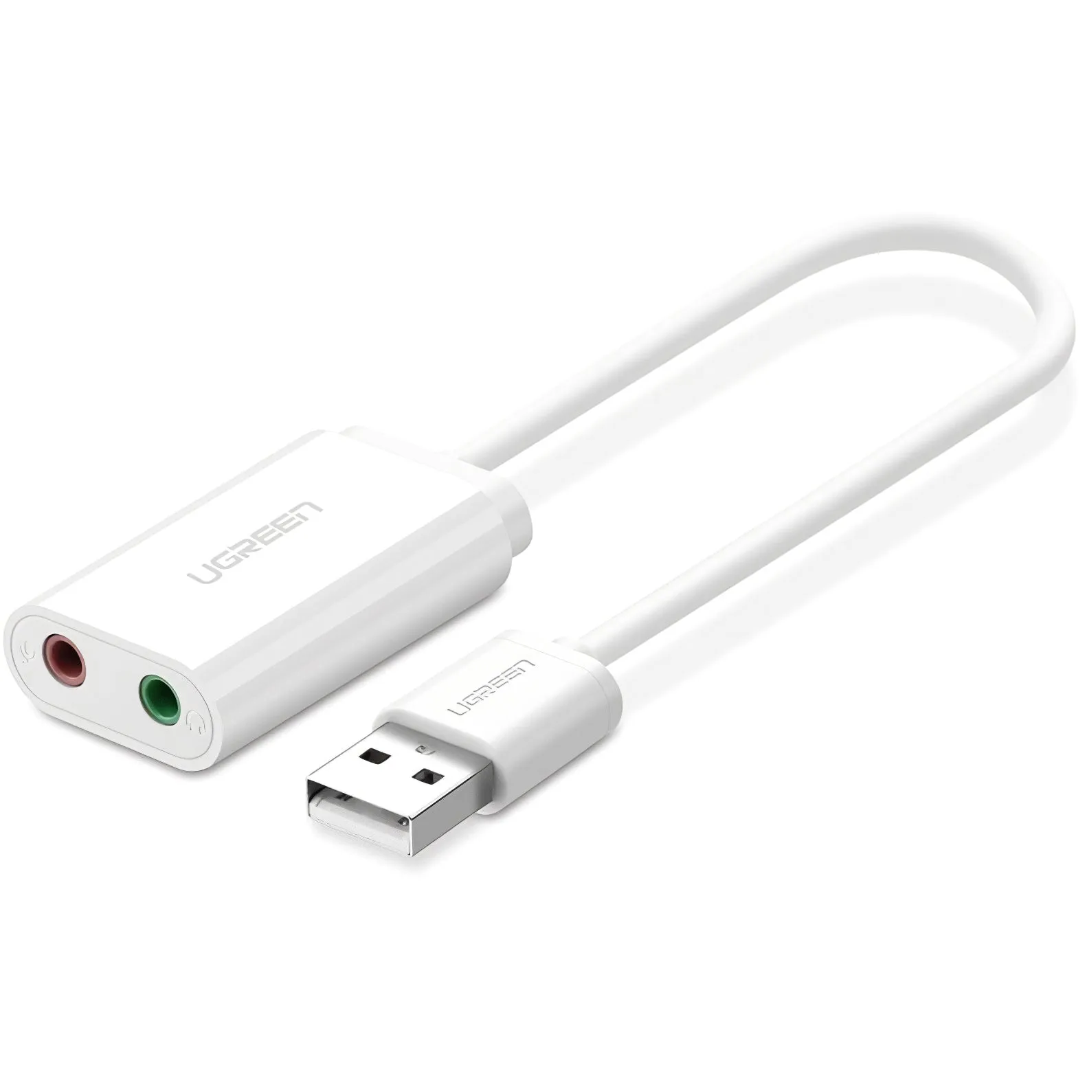 Scheda audio USB UGREEN US205, 2 x Jack 3.5mm, Bianca - immagine 1