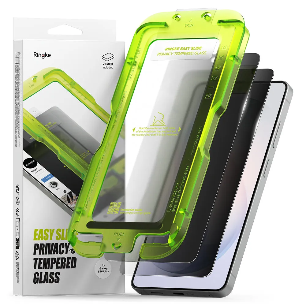 Pellicola Protettiva Schermo Ringke Easy Slide per Samsung Galaxy S26 Ultra S948, Vetro Temperato, Full Glue, Set 2 pezzi, Nera - immagine 1