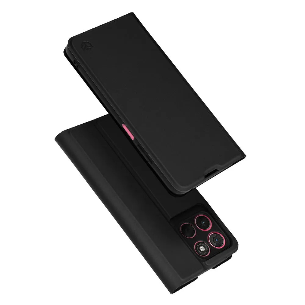 Custodia per Motorola Moto G67 Power / G57 Power, Techsuit, Magskin Book, Nera - immagine 1