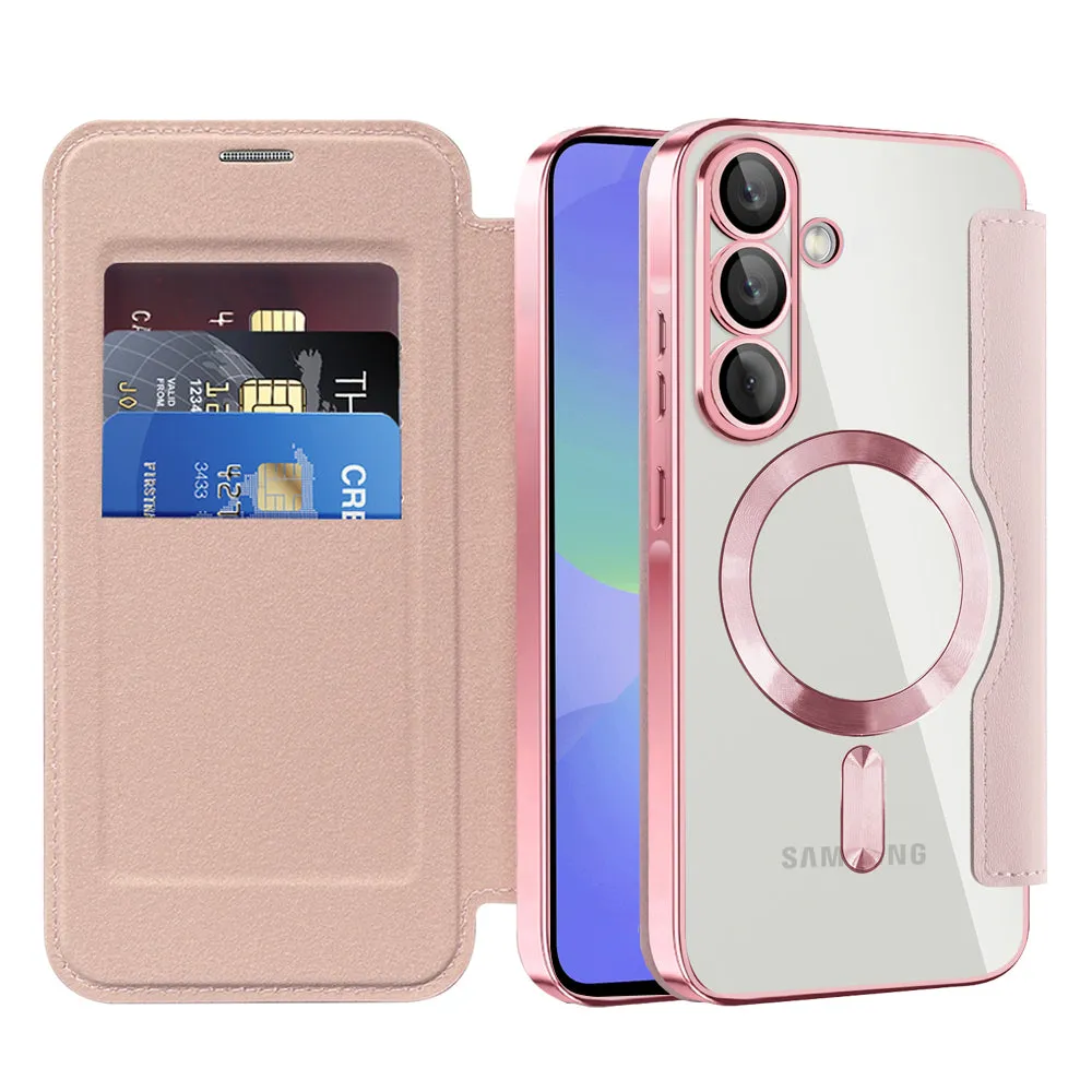 Custodia MagSafe per Samsung Galaxy A37 5G, Techsuit, SmartMag Book, Rosa - immagine 1