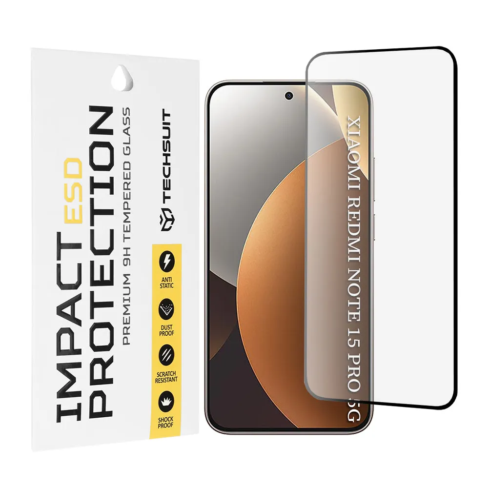 Pellicola protettiva Techsuit per lo schermo di Xiaomi Redmi Note 15 Pro 5G, Vetro Temperato, Full Glue, Nera - immagine 1