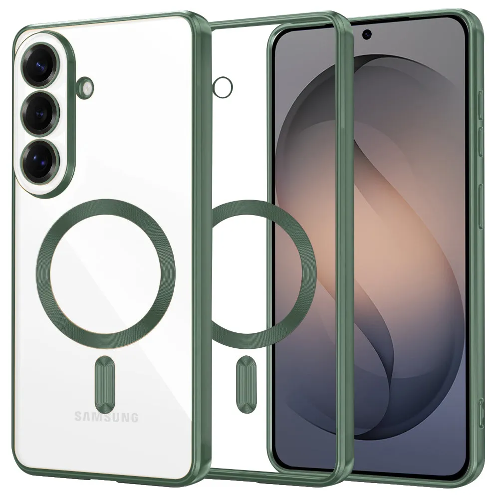 Custodia MagSafe per Samsung Galaxy S26 S942, Techsuit, Luxury Crystal, Verde Scuro - immagine 1