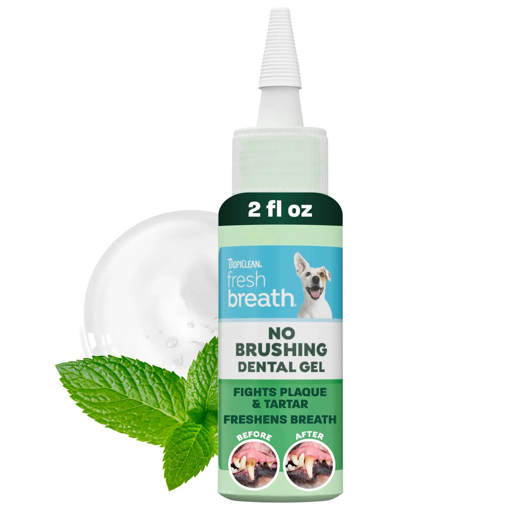 TropiClean Gel Denti Puliti per Cani | Cura dentale del cane | Dentifricio per cani | Deodorante per l'alito | Facile pulizia dei denti | Prodotto negli Stati Uniti | Flacone da 59 ml - immagine 1