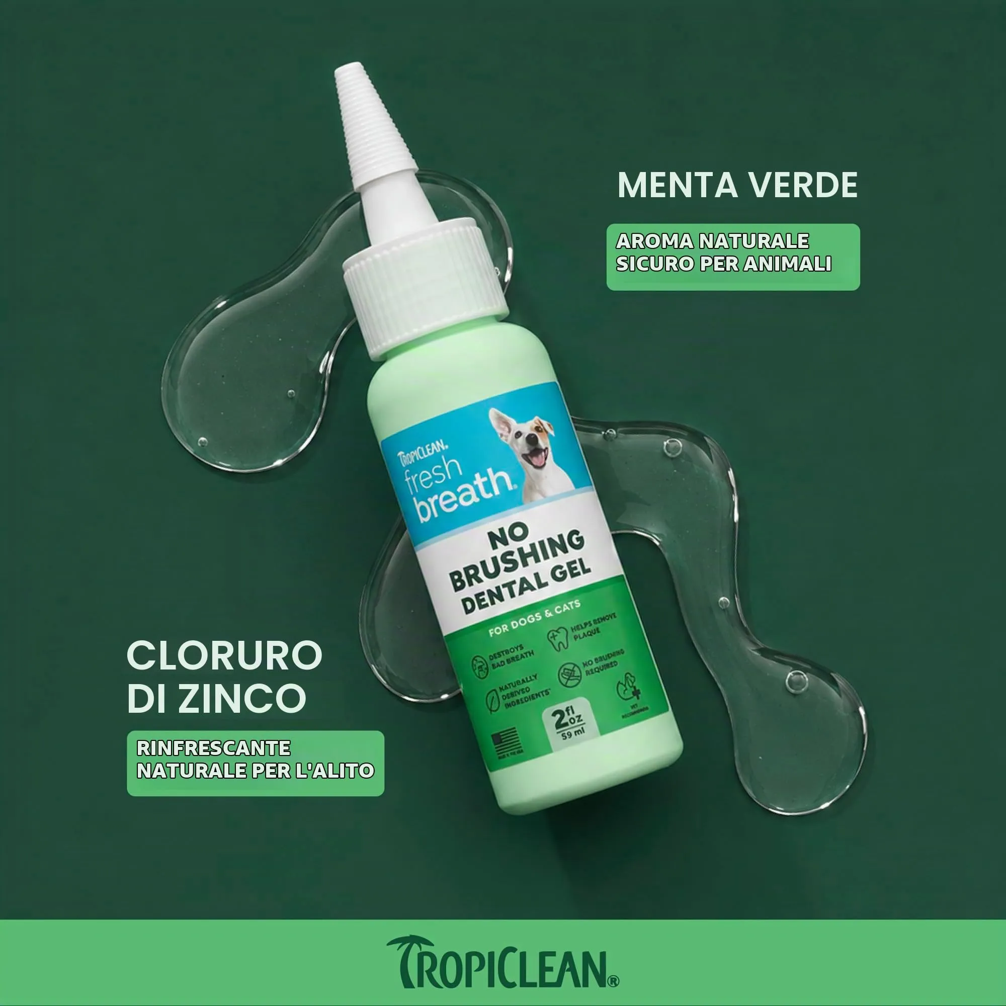 TropiClean Gel Denti Puliti per Cani | Cura dentale del cane | Dentifricio per cani | Deodorante per l'alito | Facile pulizia dei denti | Prodotto negli Stati Uniti | Flacone da 59 ml - immagine 5