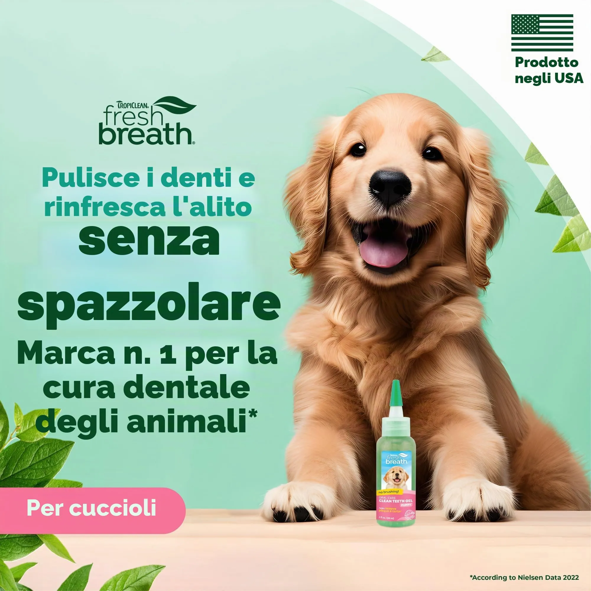 Fresh Breath by TropiClean - Gel di Igiene Dentale per Cuccioli - Denti Puliti, Senza Spazzolare - Combatti Placca & Tartaro - 59 ml - immagine 2