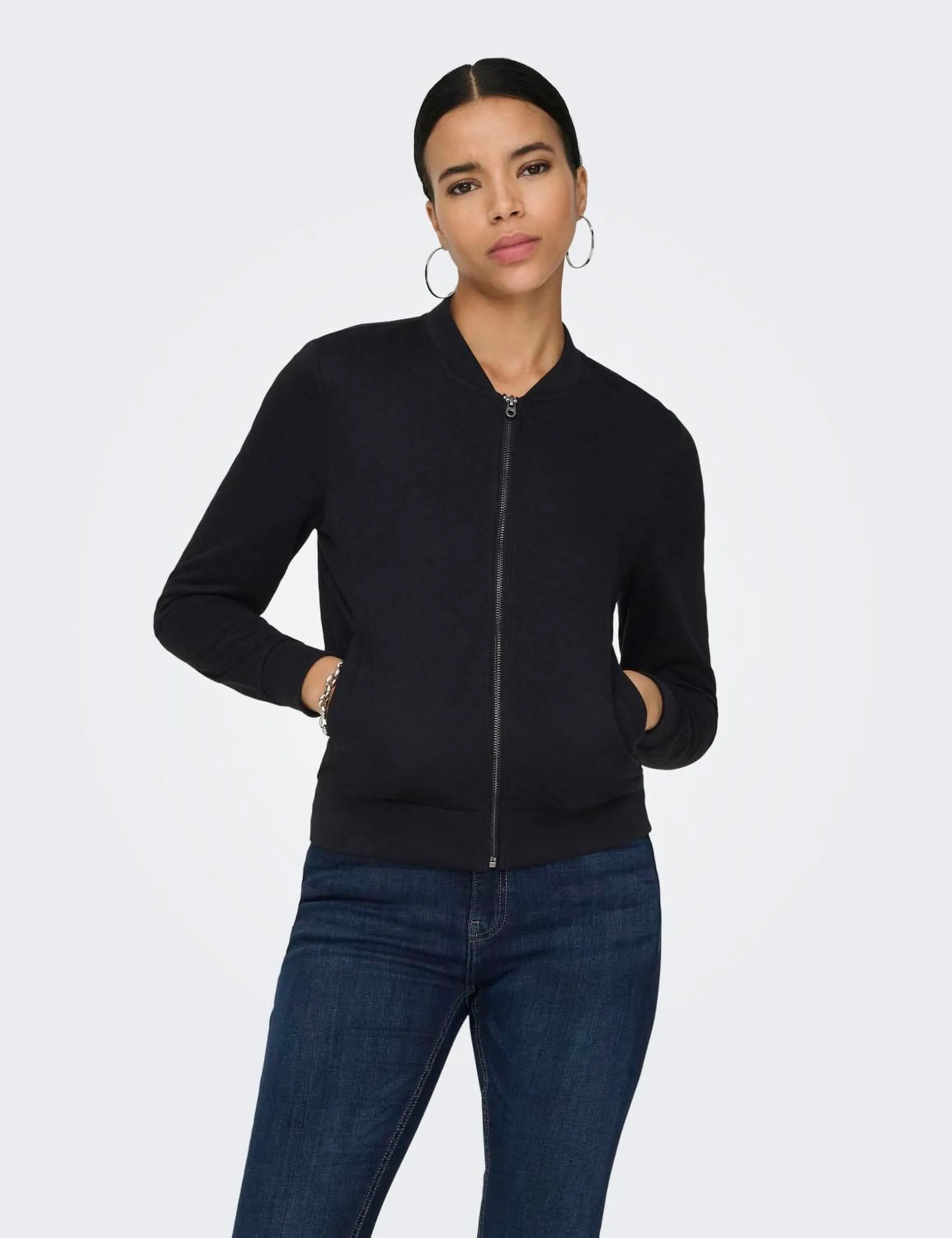 ONLY Bomber Sweatshirt - Giacca in felpa da Donna, Nero (Black), 40 (Taglia Produttore: Large) - immagine 2