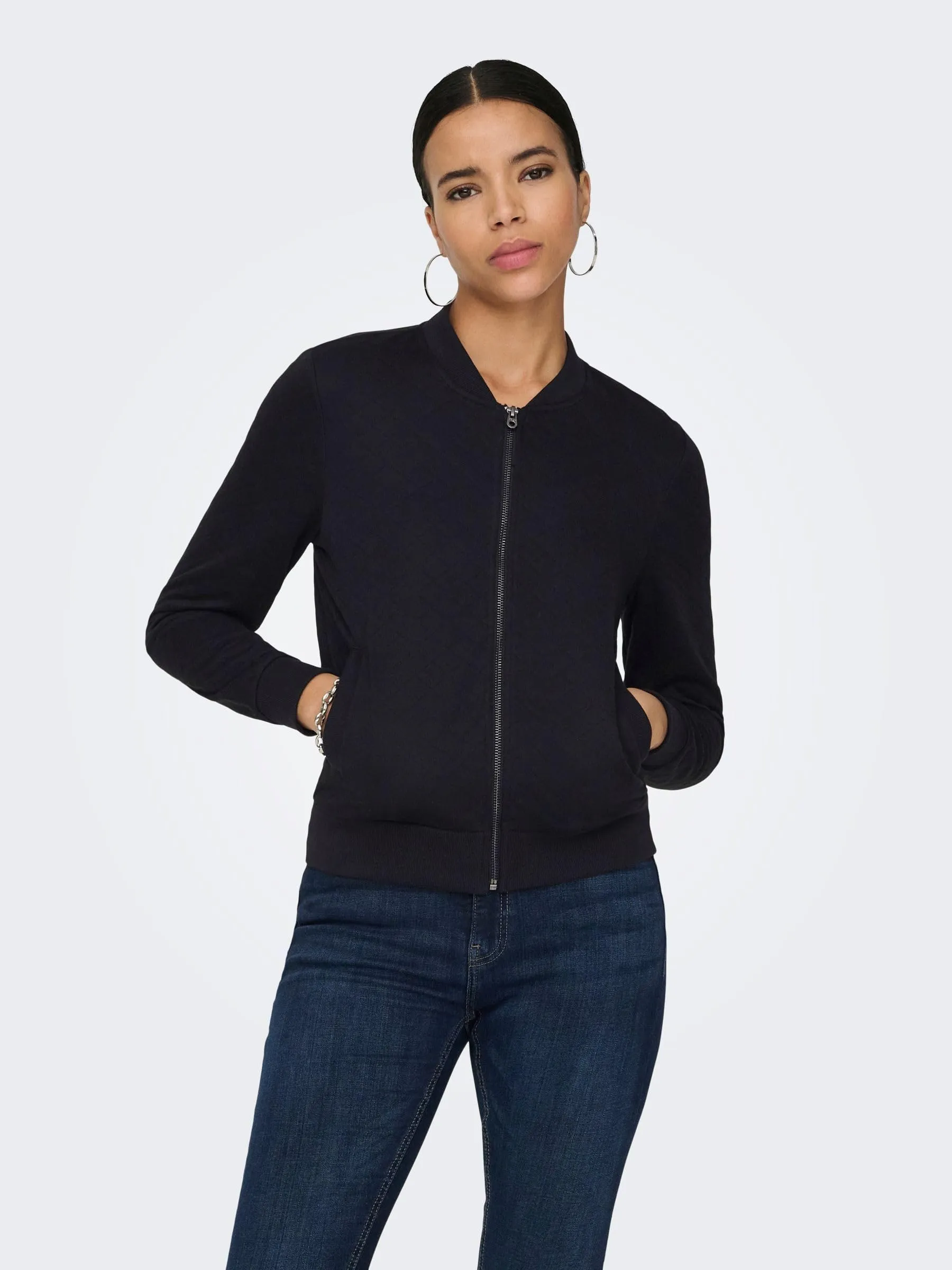 ONLY Bomber Sweatshirt - Giacca in felpa da Donna, Nero (Black), 38 (Taglia Produttore: Medium) - immagine 3
