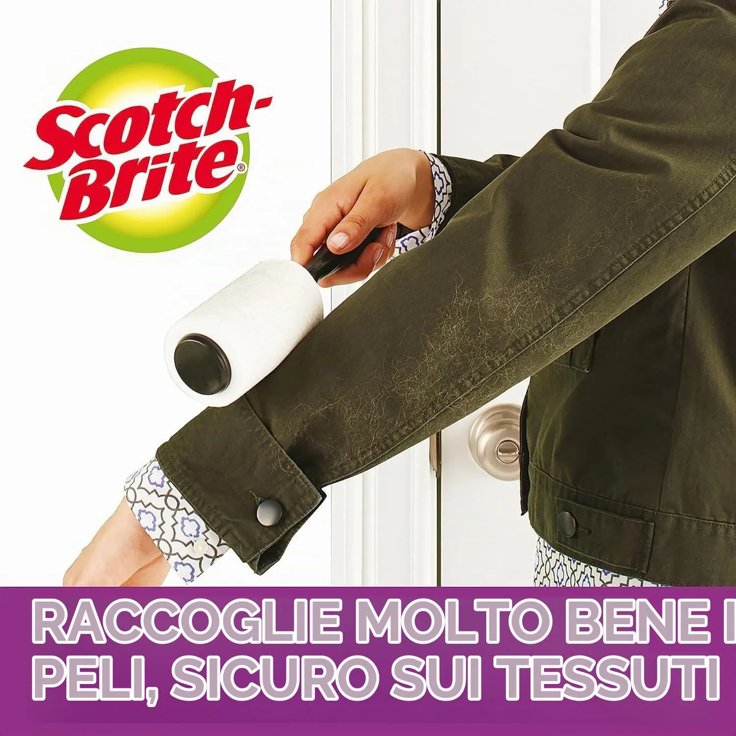 Scotch-Brite Rullo Levapelucchi Extra Adesivo, Spazzola per Rimuovere Peli di Animali Domestici, 48 Fogli - immagine 2