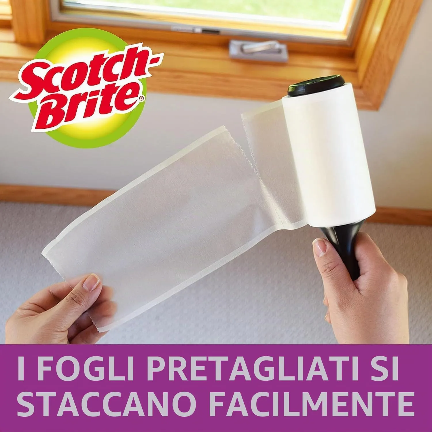 Scotch-Brite Rullo Levapelucchi Extra Adesivo, Spazzola per Rimuovere Peli di Animali Domestici, 48 Fogli - immagine 4