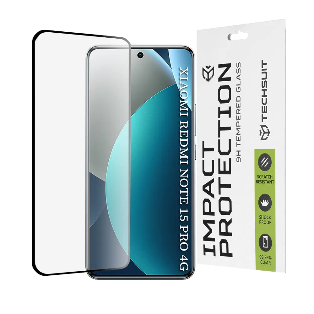 Pellicola protettiva schermo Techsuit per Xiaomi Redmi Note 15 Pro 4G, Vetro Temperato, Full Glue, 111D, Nera - immagine 1