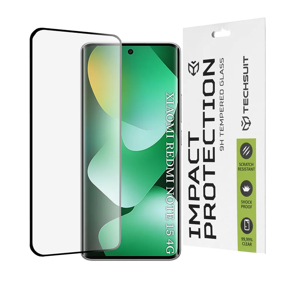 Pellicola protettiva schermo Techsuit per Xiaomi Redmi Note 15 4G, Vetro Temperato, Full Glue, 111D, Nera - immagine 1