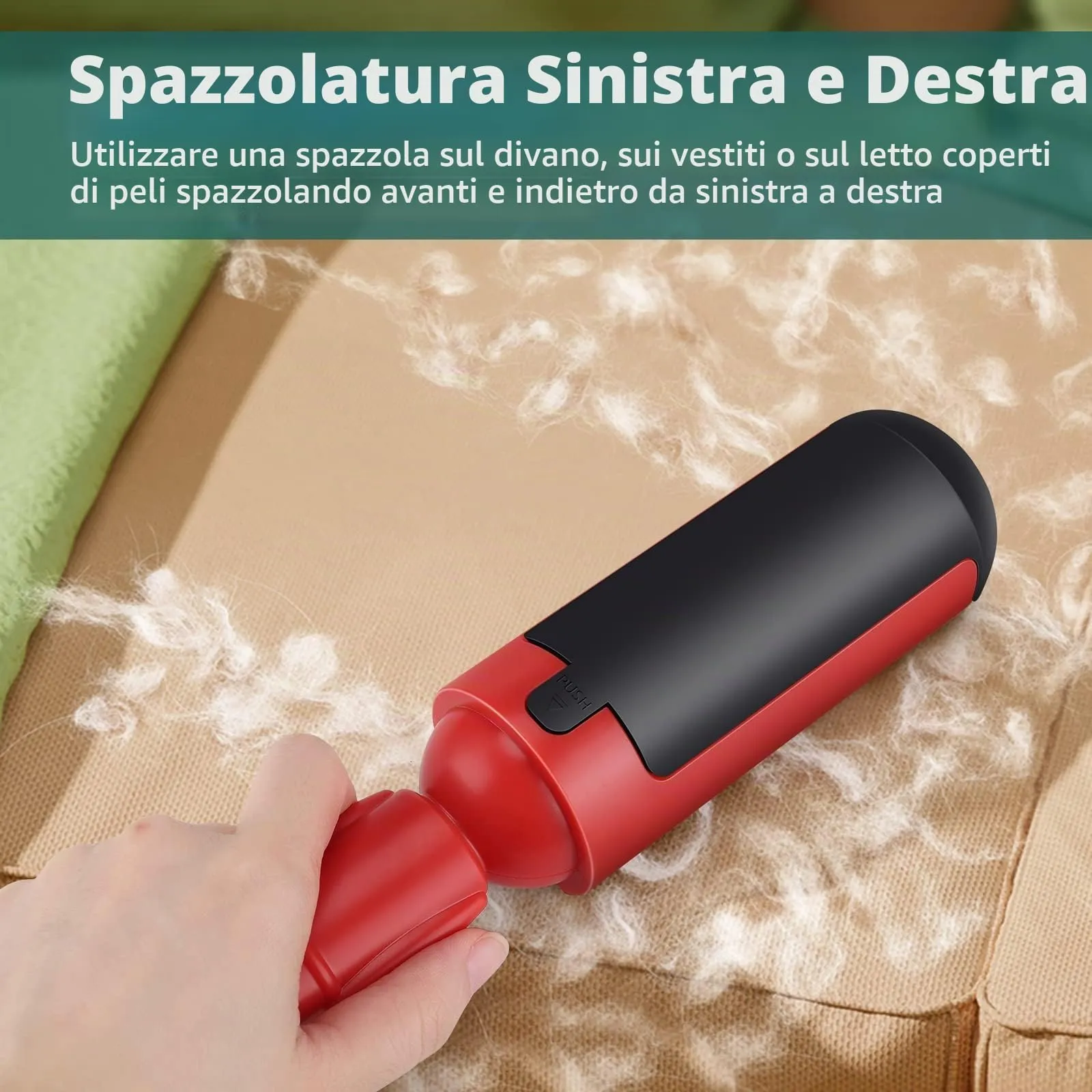 Rulli riutilizzabili per peli di Animali Domestici, Rimozione Di Pelucchi Per Peli Di Animali Domestici Per Vestiti, Rullo for la rimozione dei peli di animali domestici (rosso) - immagine 3