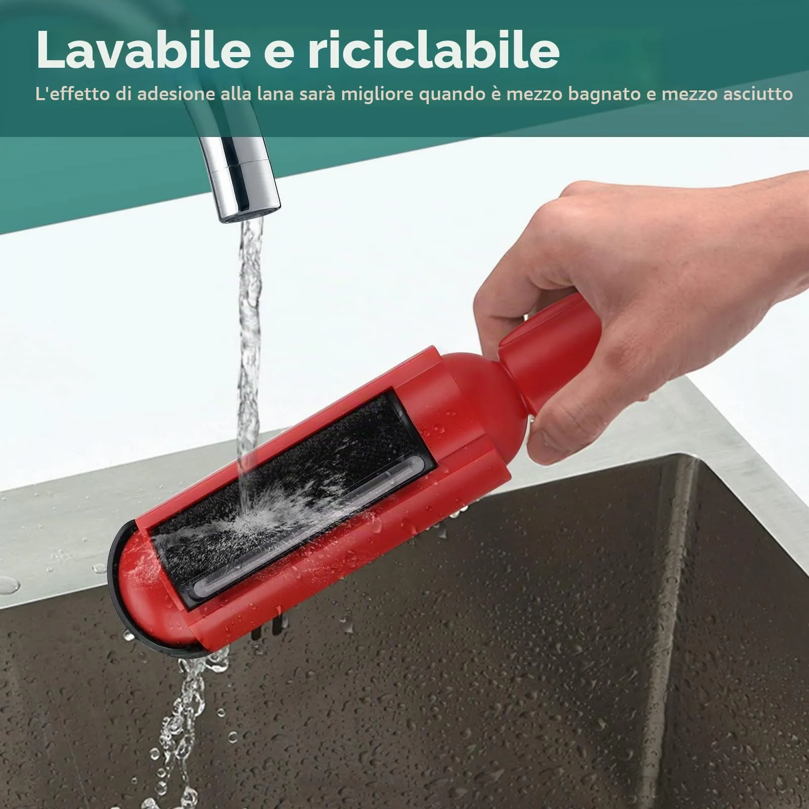 Rulli riutilizzabili per peli di Animali Domestici, Rimozione Di Pelucchi Per Peli Di Animali Domestici Per Vestiti, Rullo for la rimozione dei peli di animali domestici (rosso) - immagine 6