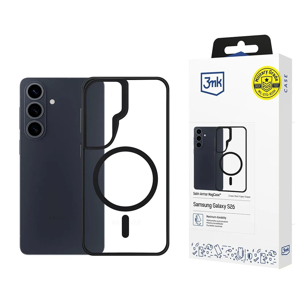 Custodia MagSafe per Samsung Galaxy S26 Plus S947, 3MK, Satin Armor, Trasparente - immagine 1