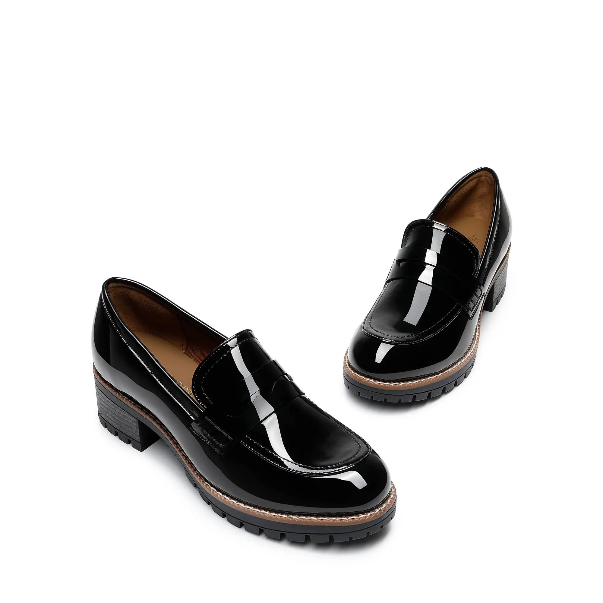 DREAM PAIRS Mocassini Donna Plateau,Nero-Pat,40 - immagine 5