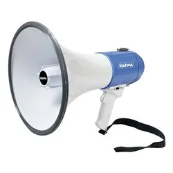 Megafono 25W con sirena e fischietto (Ricaricabile) White e Blue GT 1227LI - immagine 1