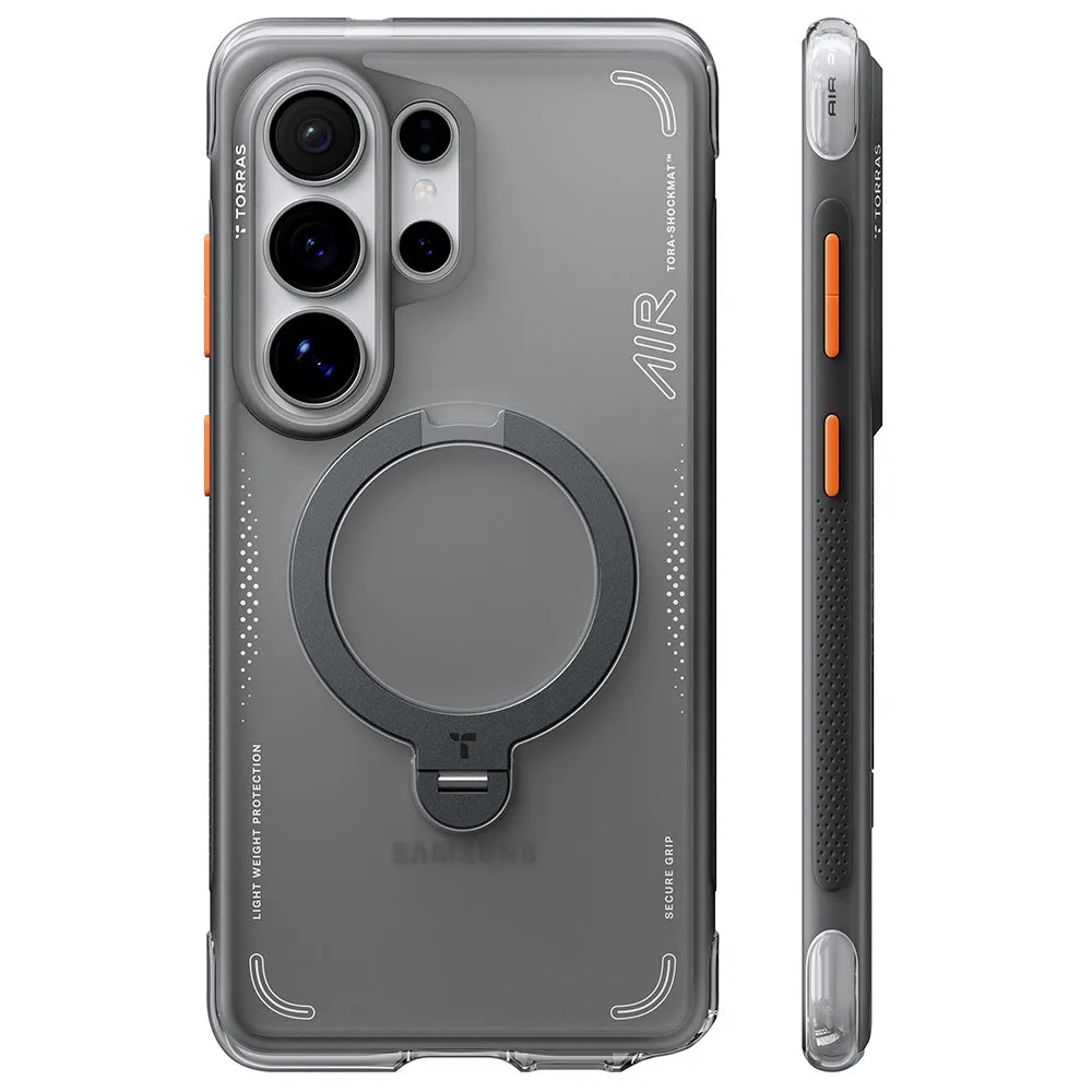 Custodia MagSafe per Samsung Galaxy S26 Ultra S948, Torras, Ostand Spin Air, Grigio - immagine 1