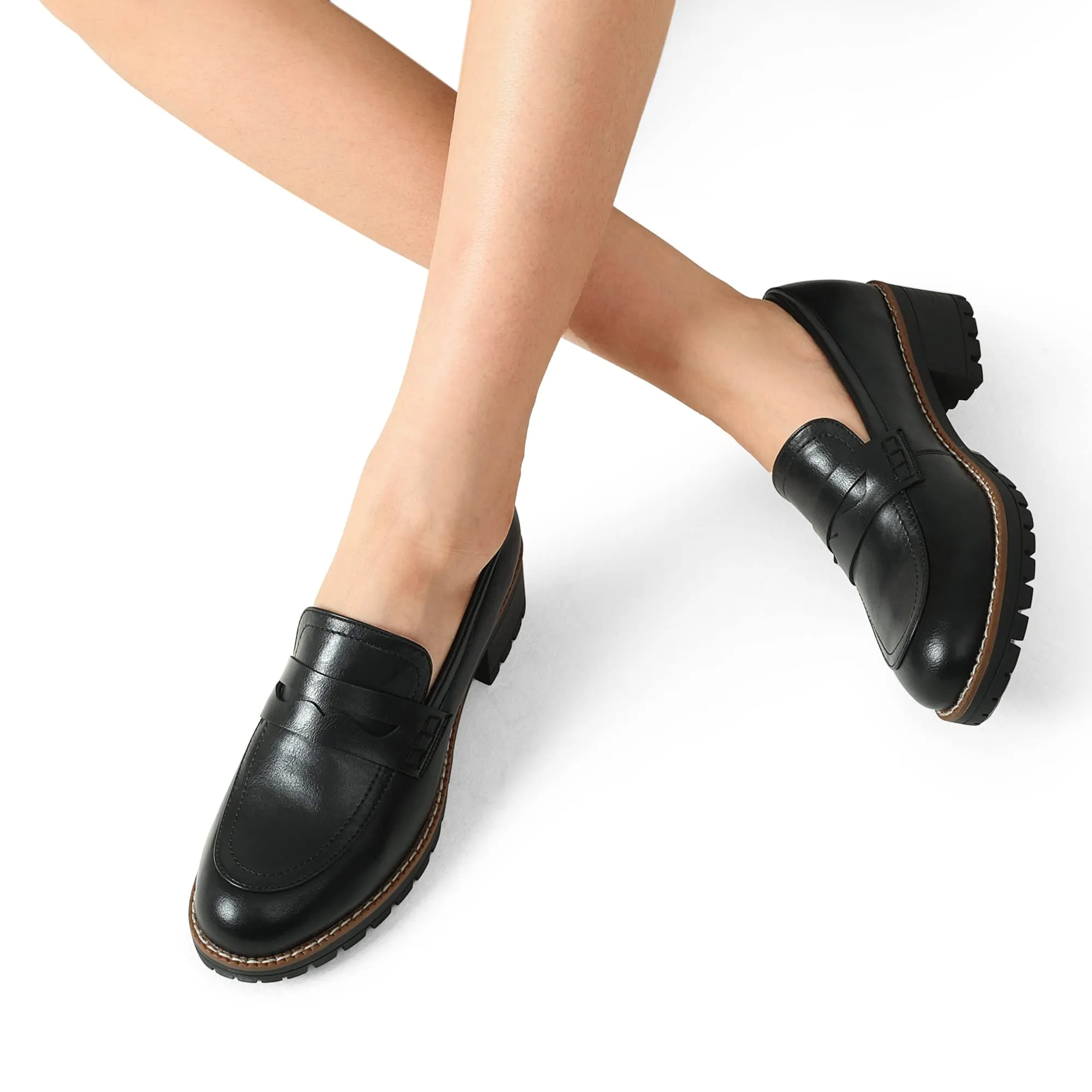 DREAM PAIRS Mocassini Donna Plateau,Nero-Pu,38 - immagine 8