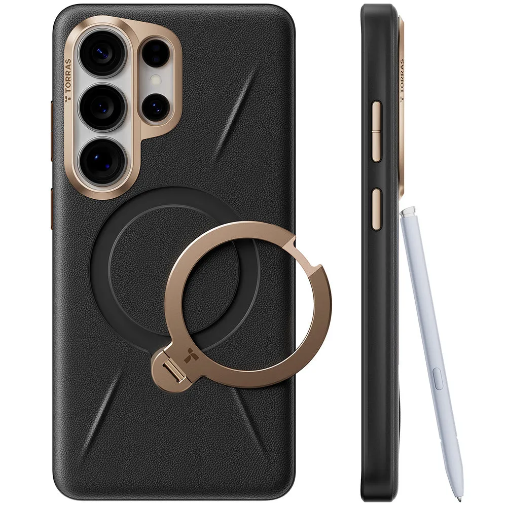 Custodia MagSafe per Samsung Galaxy S26 Ultra S948, Torras, QPRO Leather, Nera - immagine 1