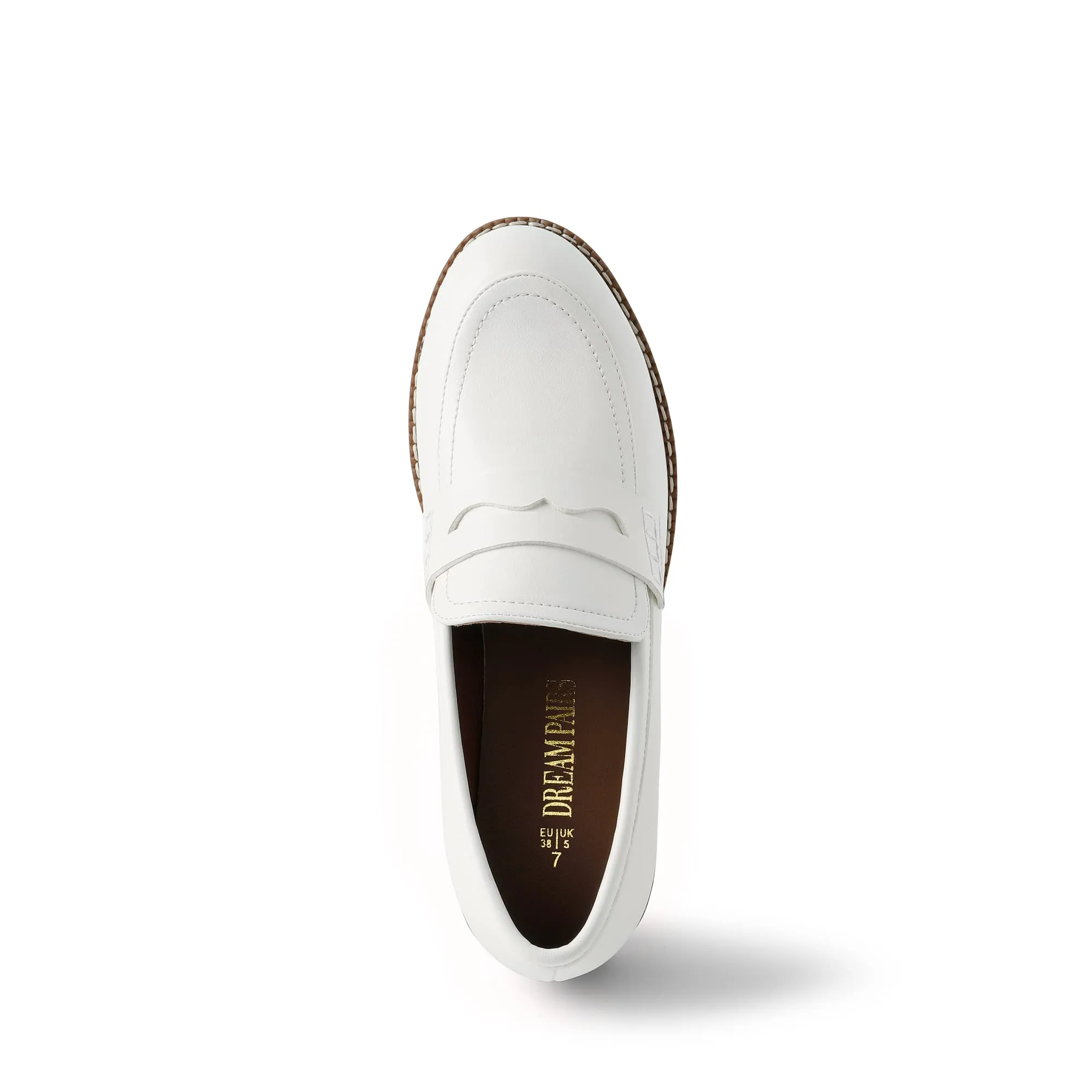 DREAM PAIRS Mocassini Donna Plateau,Bianco-Pu,38 - immagine 4
