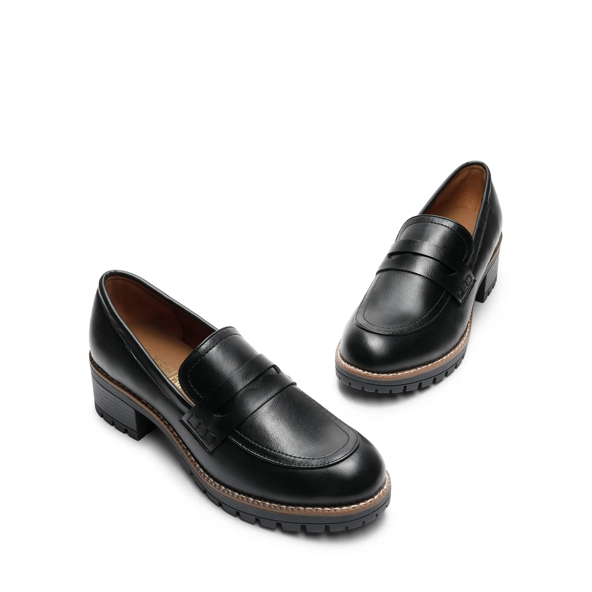 Dream Pairs Mocassini Classici da Donna Mocassini Comodi Scarpe da Lavoro con Suola Spessa per Donna, Ecopelle Nera, 39 EU - immagine 5