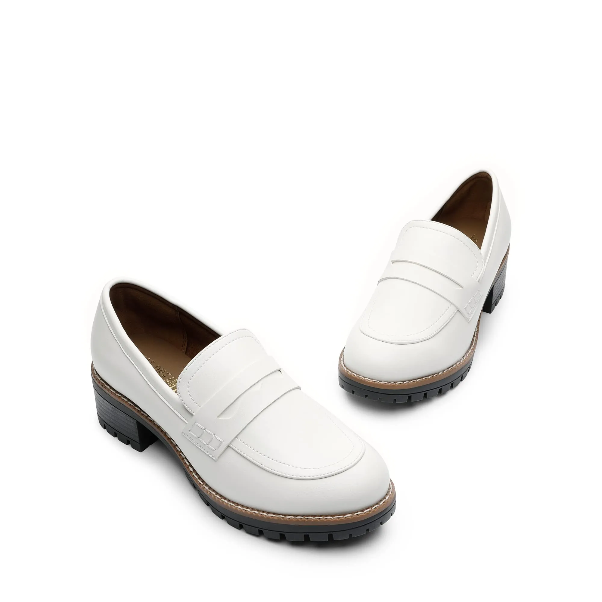 DREAM PAIRS Mocassini Donna Plateau,Bianco-Pu,41.5 - immagine 5