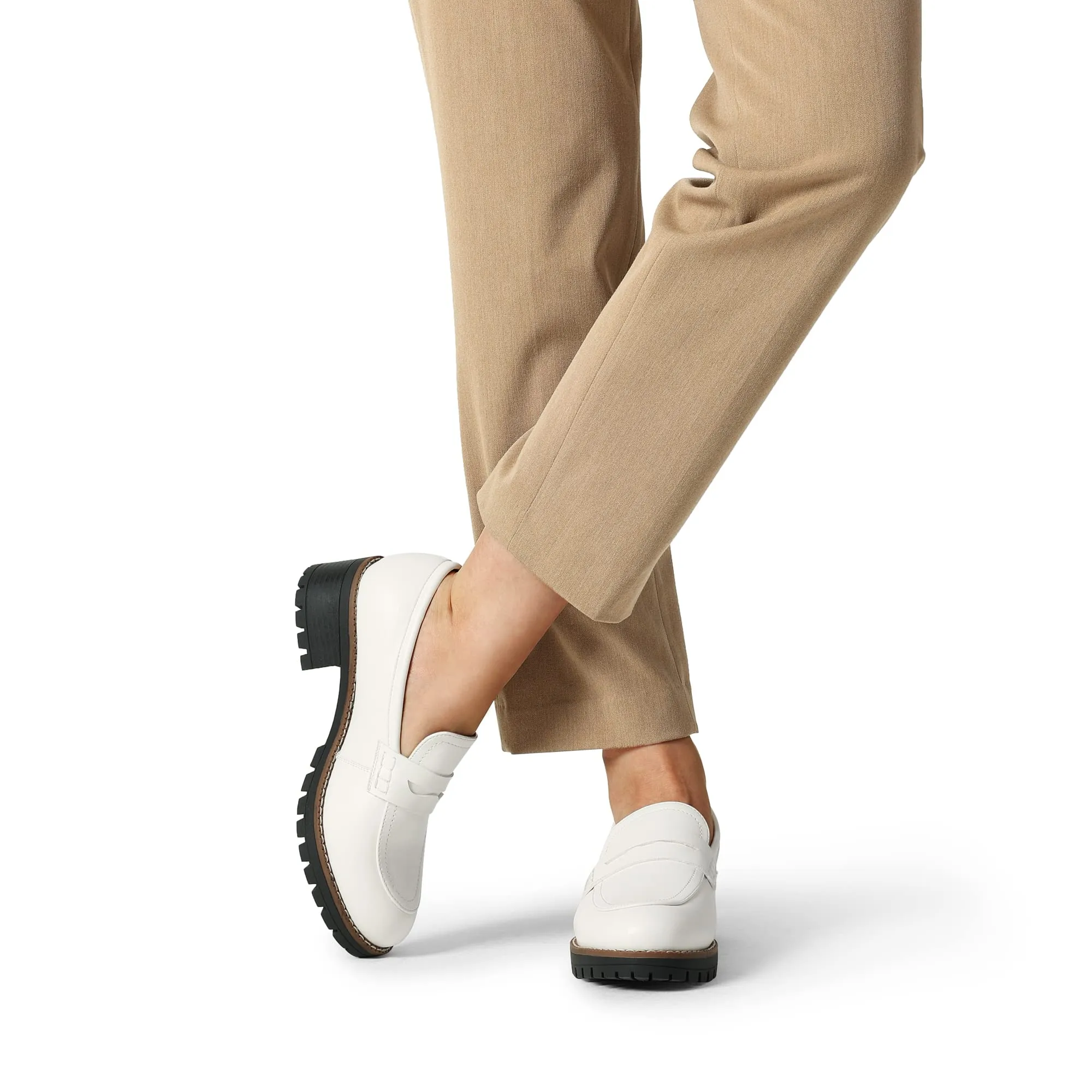 DREAM PAIRS Mocassini Donna Plateau,Bianco-Pu,38.5 - immagine 2