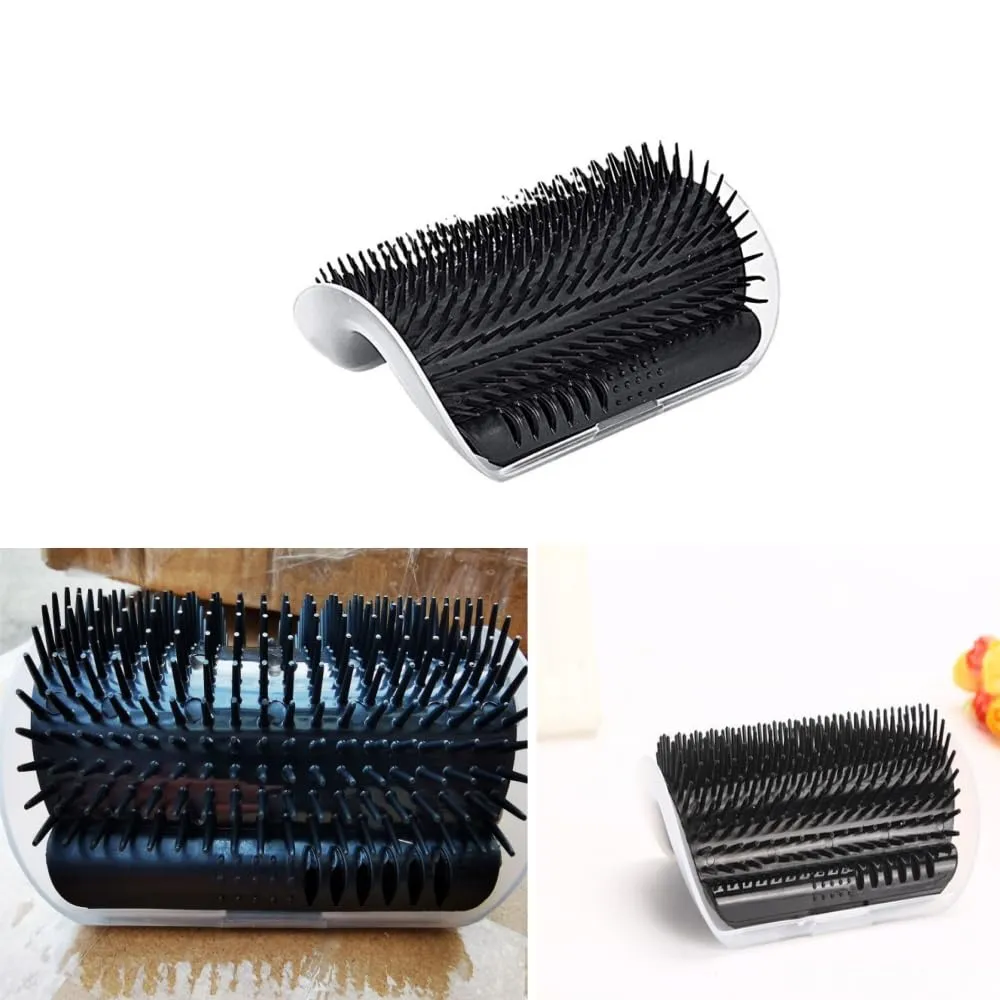 Changyeah 4 spazzole morbide per gatto, angolo massaggiante Pet, spazzola angolare da parete giocattolo con erba - immagine 3