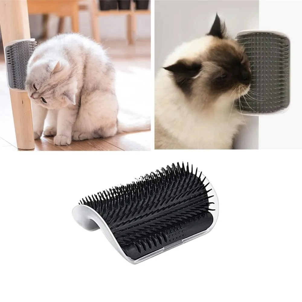 Changyeah 4 spazzole morbide per gatto, angolo massaggiante Pet, spazzola angolare da parete giocattolo con erba - immagine 5