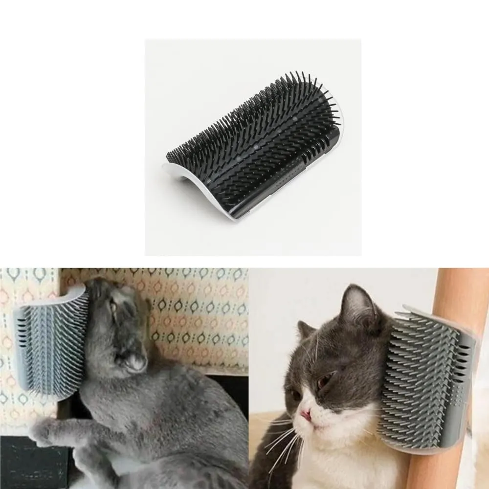 Changyeah 4 spazzole morbide per gatto, angolo massaggiante Pet, spazzola angolare da parete giocattolo con erba - immagine 7