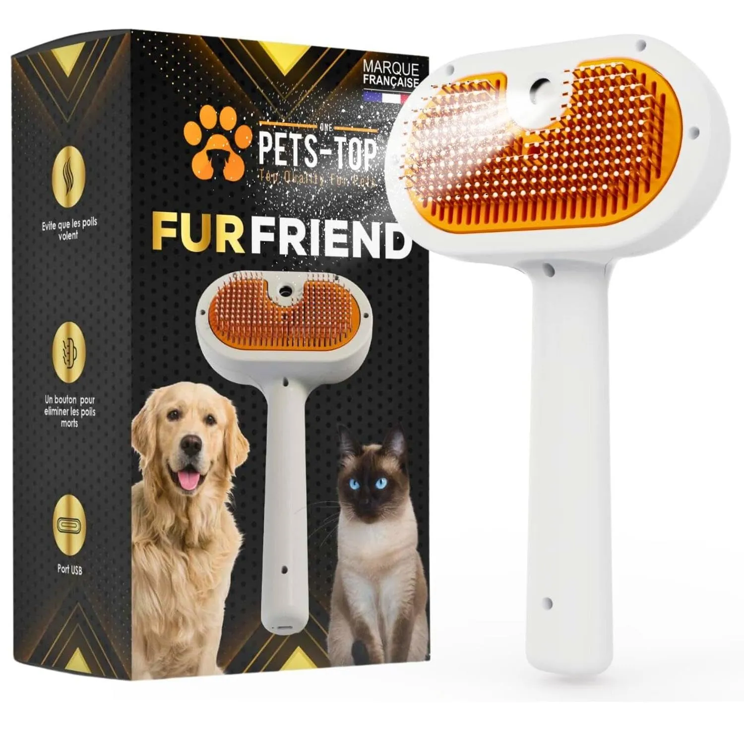 One PETS-TOP Spazzola A Vapore per Gatti – Spazzola Per Gatti Cani – Pelo Lungo e Corto – Lisciatura Autopulente – Vapore per Rimuovere Peli Aggrovigliat – Cat Steamy Brush - immagine 1