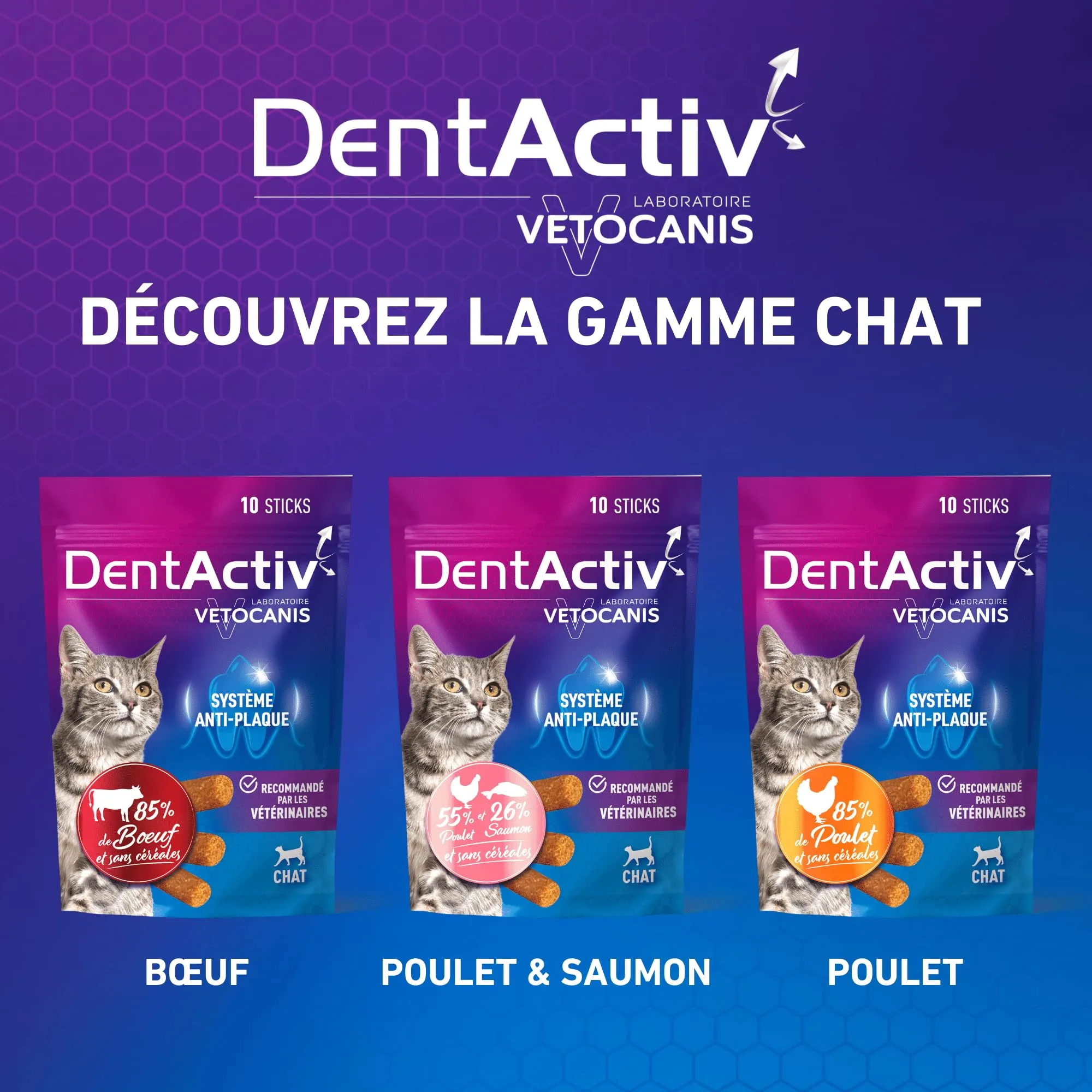 Vetocanis | Dentactiv | Stick Dentistico Gatto | Dolcetti per Gatti Gourmet | Igiene e Salute del Gatto | Ricco di Carne | 85% di Pollo | Consigliato dai Veterinari | Sistema Anti-Placca - immagine 8